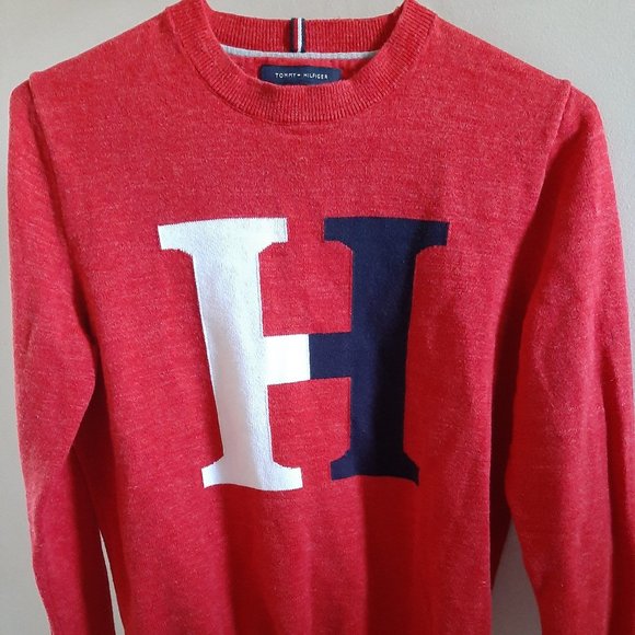 Tommy Hilfiger Red Sweater Small Men's Crewneck - Picture 2 of 7